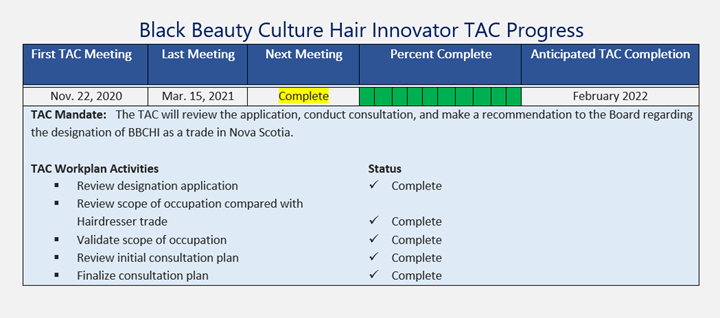 Black Beauty Culture Hair Innovator TAC Progress